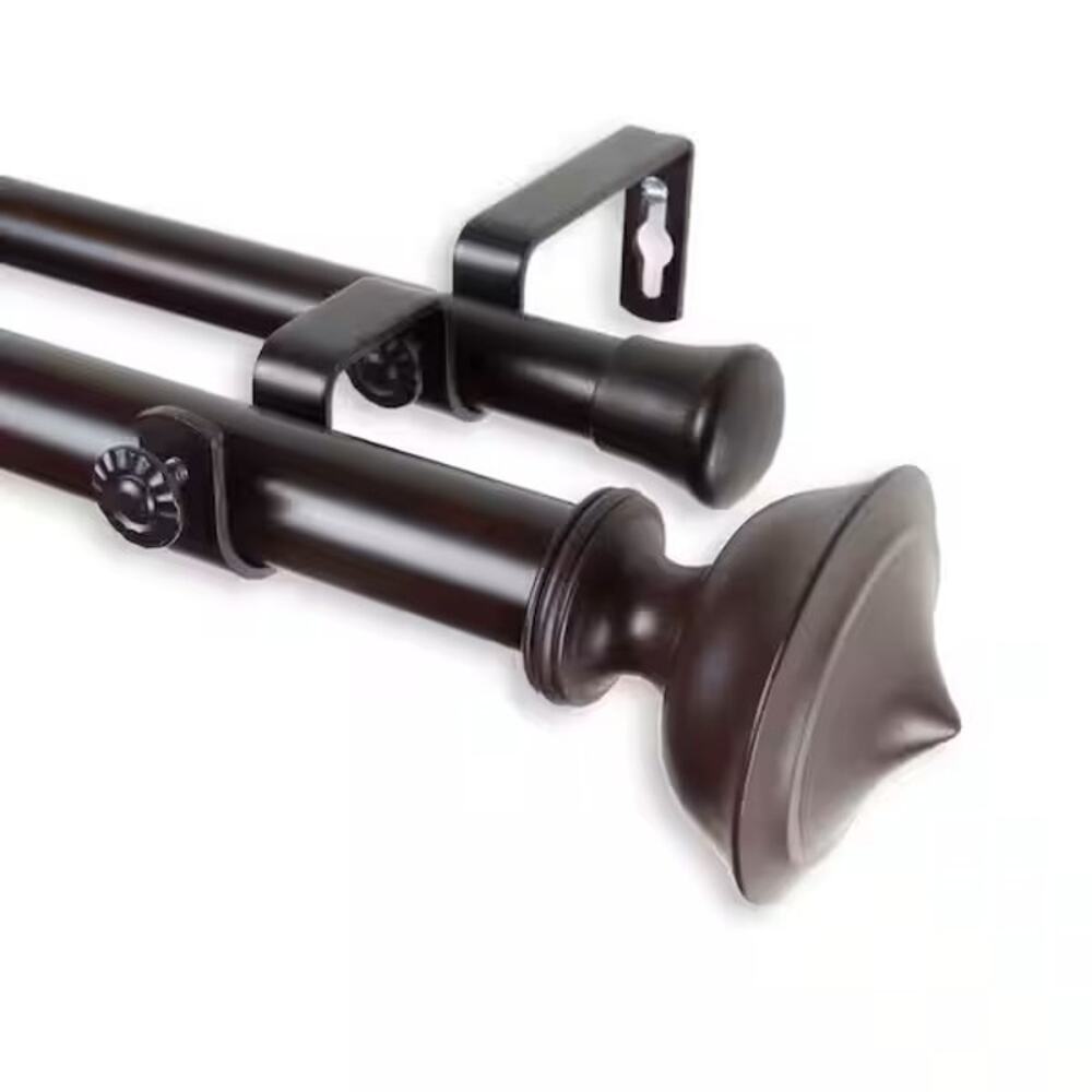 Rod Desyne Leopold 1" Double Curtain Rod 48 to 84 in Mahogany
